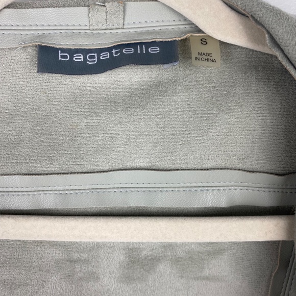 Bagatelle Faux Leather Drape-Front Jacket Grey Small biker - Picture 4 of 8